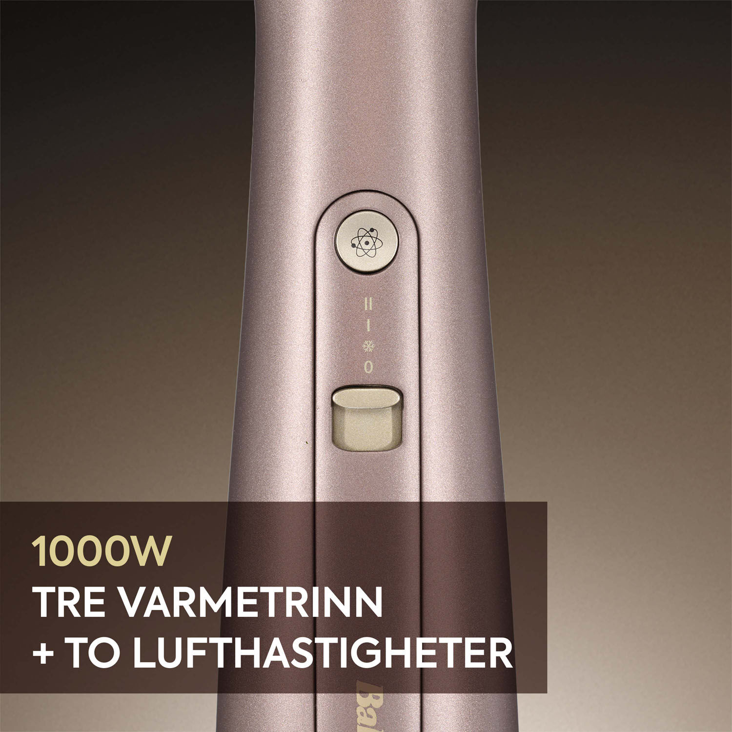 1000 W. Tre varmetrinn + to . lufthastigheter